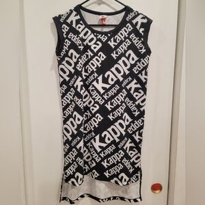 Womens All Over Script Hi-Lo Dress Black & White Size Small